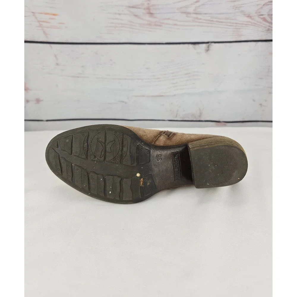 Pikolinos Womens Tan Stone Suede Ankle Boots Buckle Zip Side Block Heel Size‎ 36